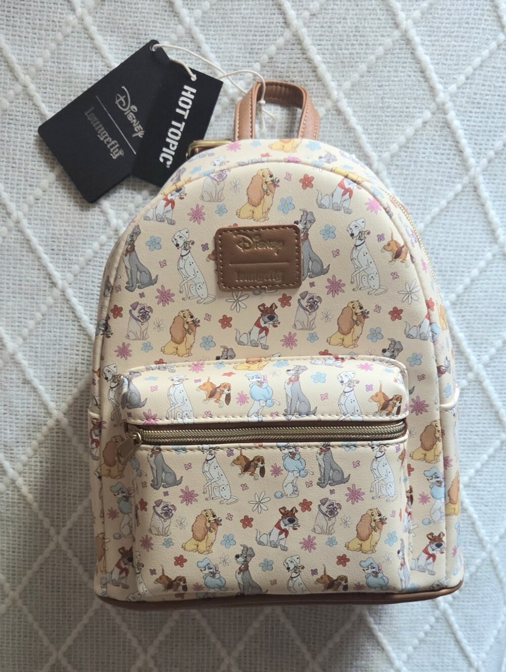Loungefly Disney Dogs Floral Mini Backpack Brown
